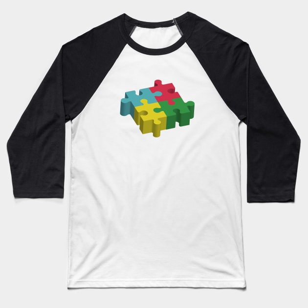 Puzzle Pieces Art - 3d art Baseball T-Shirt by Designoholic